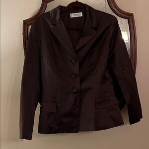 Style Paris Elegant Dark Brown XL Blazer for Women in Silk! Lined in EUC!